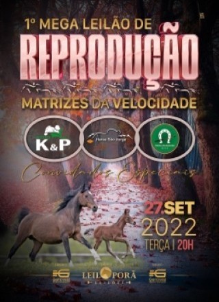 1º MEGA LEILÃO DE REPRODUÇÃO - MATRIZES DA VELOCIDADE (REDUÇÃO DE PLANTEL HARAS SÃO JORGE & STUD GPI) 
